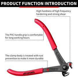 WISEUP Nail Puller, 8-inch Black Finish Chrome Vanadium Steel Carpenter's Pliers,End Cutting Pliers, for Staple Remover Tool or Flooring Installation Tools (8 inch)