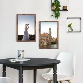 Fisnish 8x10 Picture Frame, for Tabletop Display, Horizontal or Vertical Wall Mounting, Brown