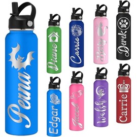 THERMOS FUNTAINER - Botella de paja para niños, de acero inoxidable con aislamiento al aspiradora, de 12 onzas, Encanto
