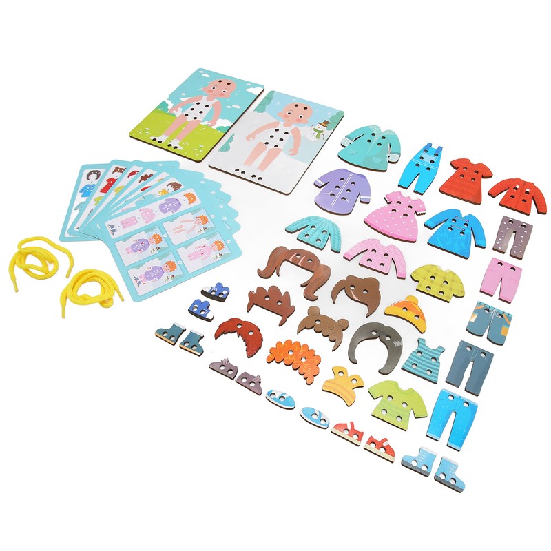 Wooden Lacing Threading Toys Clear Patterns Educational Wood Threading Panel