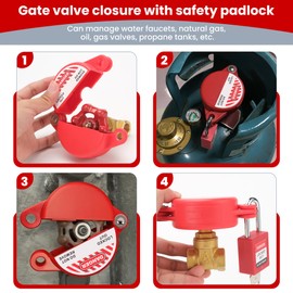 TOKCKYBL Gate Valve Lockout with Safety Padlock, Hose Bib Lock for Water Spigot/Outdoor Water Faucet/Propane Tank, Suited for 1 to 2-1/2 in Dia Valve Handles, OSHA Compliant(1 Pack)