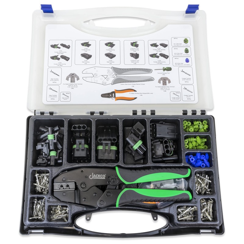 Jackco 225pc Weather Pack Terminal Ratcheting Crimping Tool & Connector
