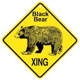 New Metal Tin Sign Black Bear Xing Caution Crossing Sign Wildlife for Indoor Outdoor Wall Decor 8x8 Square Sign (8 * 8, C3)