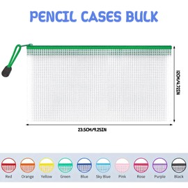 10 Pack Zipper Mesh Pouch, Stationery Storage Folder File, Multipurpose Pen Bag Storage Bag, Waterproof Travel Storage Pouch for School Office Supplies, 10 Colors