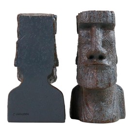 jinhuoba Decorative Bookends Easter Island Book Stopper, Moai Statue Heavy Duty Book Ends Morden Bookends for Shelves Office Home Desk Bookrack, Set of 2