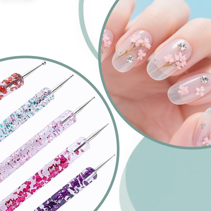 FULINJOY 12Pcs Nail Dotting Tools Set, 5 Pcs Double-end Nail
