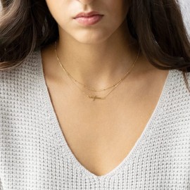 VIROMY Gold Layered Sideways Cross Necklace for Women 18K Gold Plated Dainty Layering Beaded Choker Sideways Cross Necklace Minimalist Faith Cross Necklaces for Women