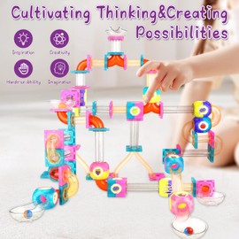 Welmay Magnetic Building Blocks, 170PCS Magnets STEM Tiles Toy for Kids, Magnetic Marble Run Learning Educational Bricks-3D Construction Toys for Boys Girls 3 4 5 6 7 8+ Year Old