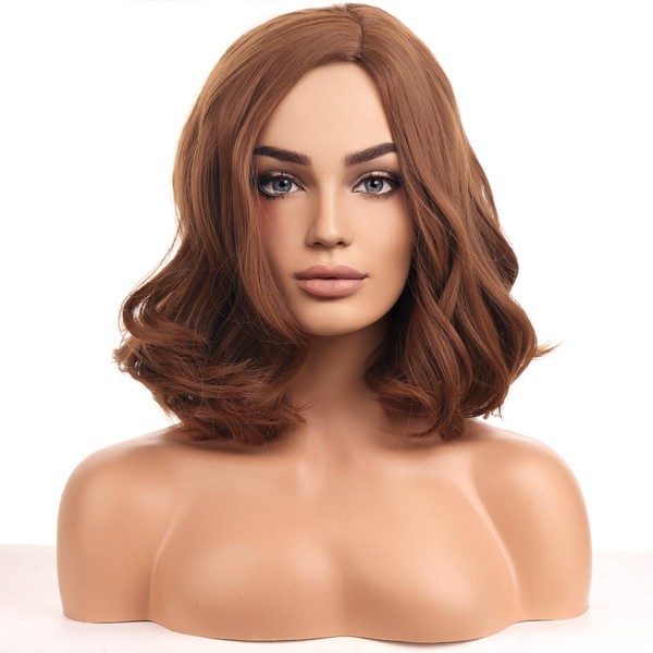 BERON Brown Wigs for Womens Short Curly Wavy Wig Girls