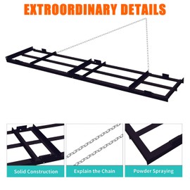 GarveeLIfe Drag Harrow Driveway Grader, Heavy Duty Power Rake, Driveway Drag for Gravel W/ 6 FT Chain, Tow Behind Lawn Rake for ATV, UTV, Tractor, Mower, Land Leveler for Gravel, Sand, Soil, Hay, 4 FT