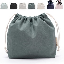 FINGOOO Drawstring Bag, Storage Bag, Gift Bag, Solid, Cute, Stylish, Cute, Small, Gusset, Storage Pouch, Wrapping, Travel, School, Makeup, Cosmetics, Small Items, Small Items, Canvas (M, Lead Color)