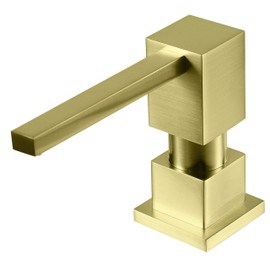 Sink Soap Dispenser for Kitchen Sink (Brushed Gold), All Brass Built-in and Refill from Top Design,Metal Hand Soap & Dish Soap Copper Pump