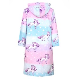 CHILDRENSTAR Unicorn Bathrobes for Girls Kids Robes Plush Soft Fleece Pajamas Sleepwear,4t 5t
