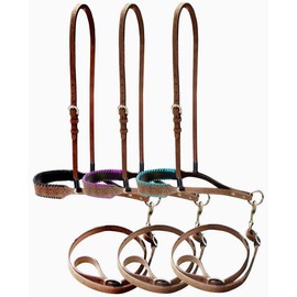 Showman Rough-Out Leather Noseband Tie Down w/Rawhide Lacing (Pink)