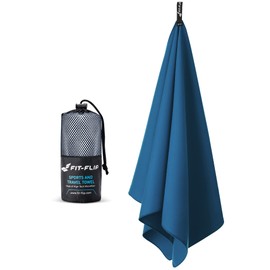 Fit-Flip Microfibre towel - compact, ultra lightweight & fast-drying microfibre towels - the perfect sport towel, camping towel and swim towel (80x160cm deepblue + bag)