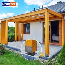 Prinfort 1Pack 8x8 Concrete Post Base Anchor Bracket Stainless Steel U-Shape Wood Post Base Holder Heavy Duty Dark Gray