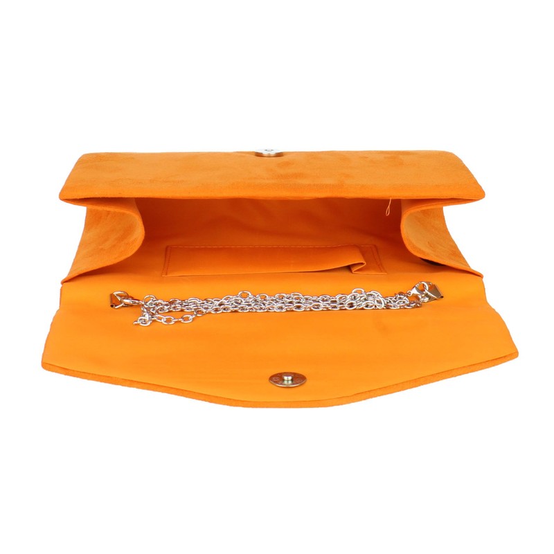 Girly Handbags Ladies Plain Faux Suede Clutch Bag, orange