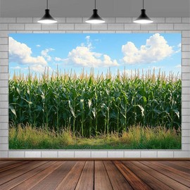 10X8ft Corn Stalks Photo Backdrop Photography Background, Green Outdoor Tall Fake Cornfield Maize Countryside Farm Harvest Party Backdrops Photo Booth Prop Decorations Wall Decor Tablecloth