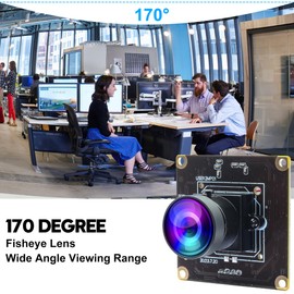 ELP 1080P 120fps USB Fisheye Camera Module for Computer 12MP PC Camera Wide Angle Web Camera for Desktop Computer Industrial Embedded USB Security Camera Mini Lightburn Camera for Raspberry Pi