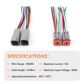 Newdeli Deutsch 6 Pin Connector Kit Waterproof Electrical Connector 16 AWG Male and Female Automotive Wire Connectors for Car Truck Boat, Dt Connector 2 Sets