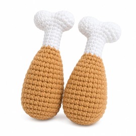 Zasle Handmade Crochet Cat Toy, Catnip & Crinkle Drumstick, 2 Pack