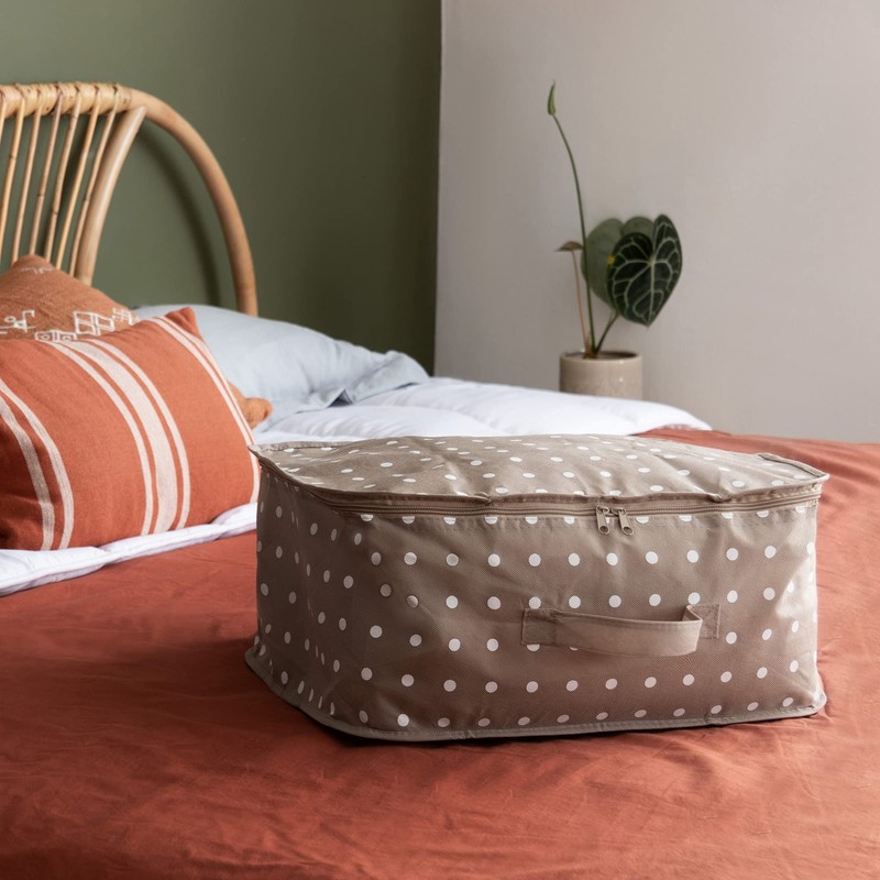 Compactor Rivoli Storage Bag with Zip, Polypropylene, Brown/White,34.5x 45.2 x