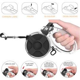 Correa Retráctil para Perros, Correa Ajustable para Perro de sin Enredos, para Perros pequeños medianos Grandes, Freno con una Sola Mano, para Mascota de hasta 44LBS-20kg,4m (Naranja)