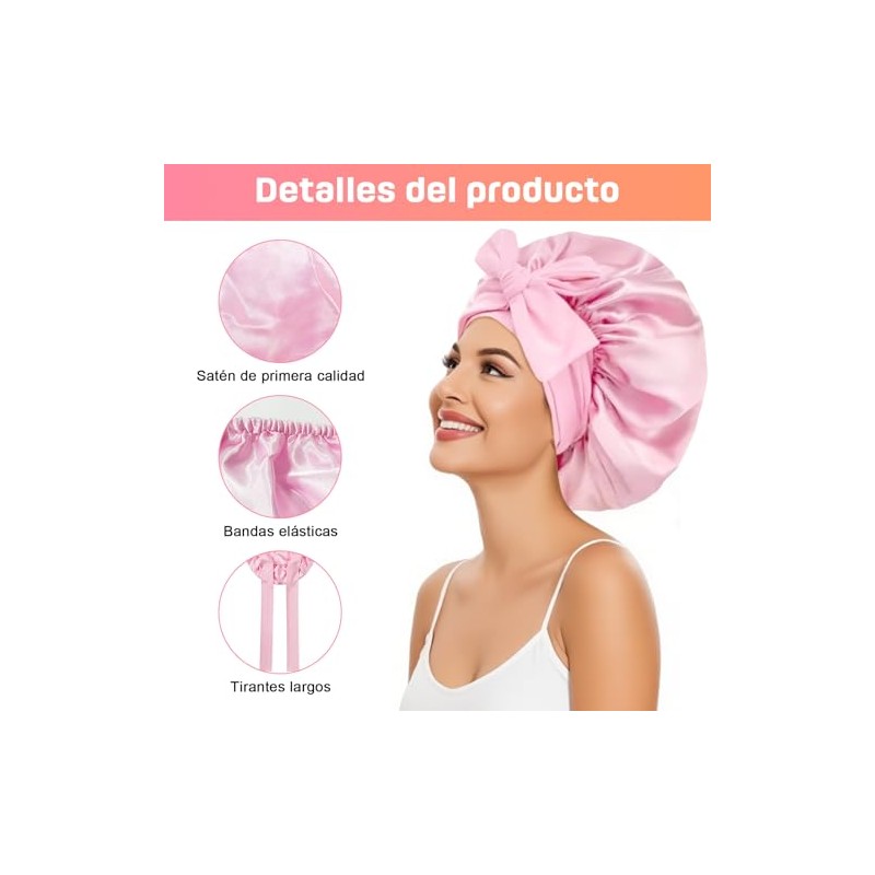 Set de 4 Piezas para Dormir, 2 Gorros de Seda