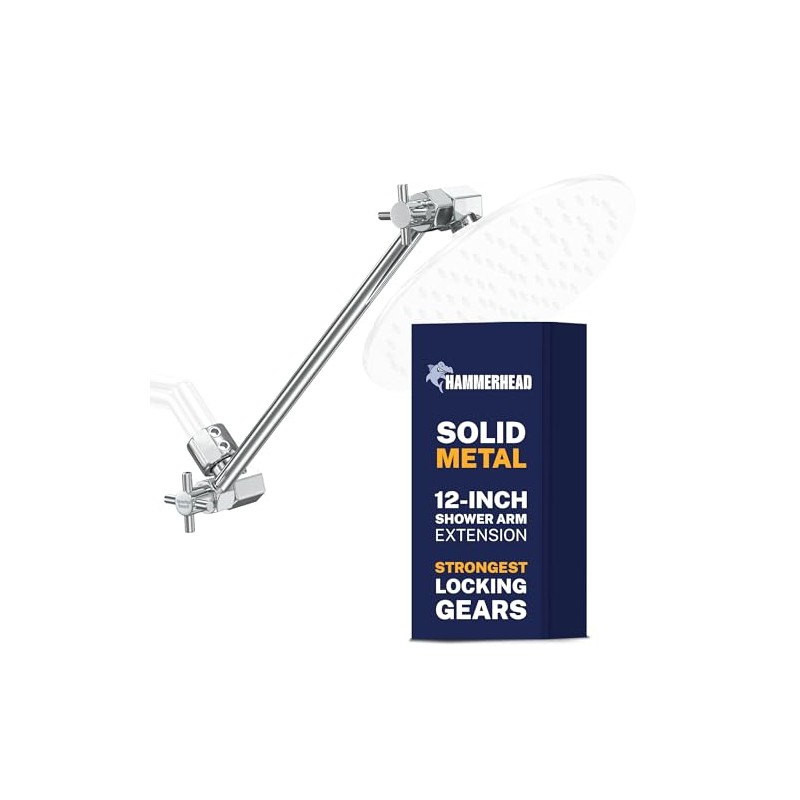 HammerHead Showers® Solid Metal 12-Inch Adjustable Shower Extension Arm –