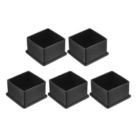 QUARKZMAN Pack of 5 PVC Chair Leg Caps, 54 x 54 mm, Square Chair Leg Protectors for Chair Legs, Furniture Foot Cover for Hardwood Floors, Patio Chair, Bed, Black