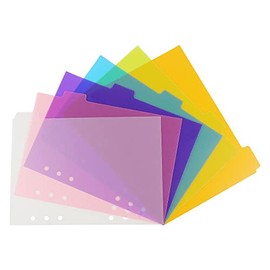 2 Pack A5 Binder Dividers 6 Tabs Bright Color Plastic Binder Index Tabs Planner Divider for Round Ring Binder Sheet Protector (Transparent, 12 Dividers)
