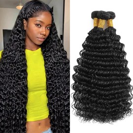 Weave Bundles Human Hair 12a 100% Unprocessed Human Hair Water Wave Bundles Human Hair Double Strong Weft Weave Bundles Natural Black Color Extensions Human Hair 12 14 16 Inch