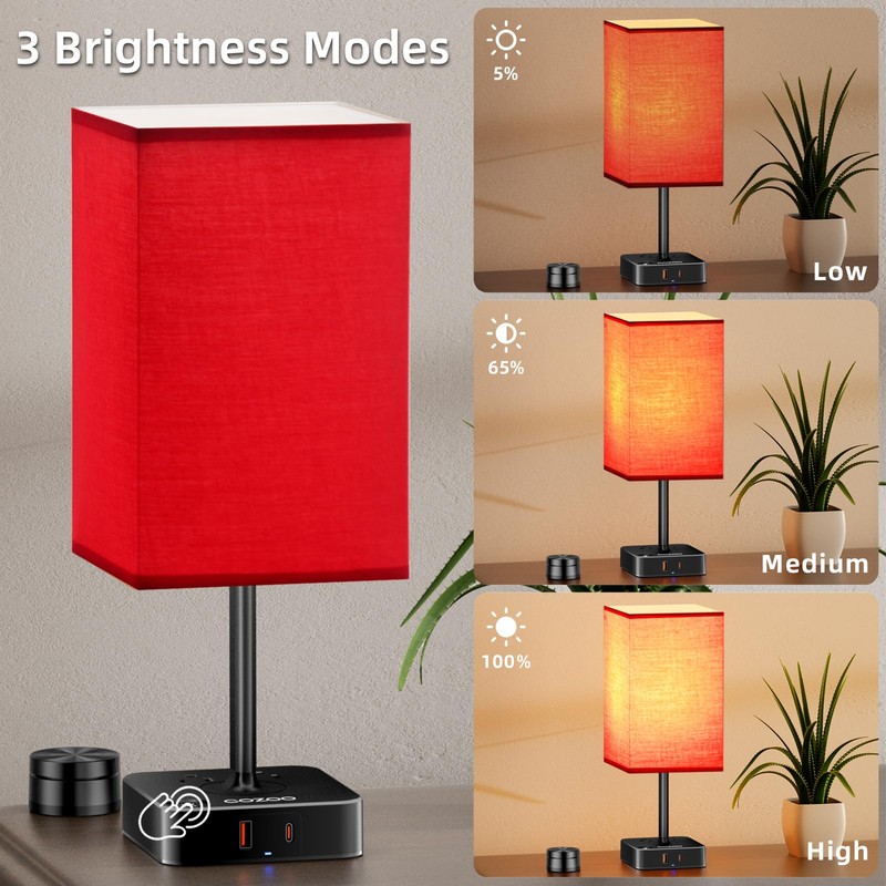 Bedroom Table Lamp with Remote Operation Control,Dimmable Bedside Table Desk