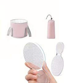 Portable Foldable Foot Soaking Bag for Deep Calf Immersion with Glass Foot File in a storage box – Insulated Home Foot Spa Basin, Travel Carry Bag, 2-in-1 Scrub & Buff Callus Remover for Wet & Dry Use