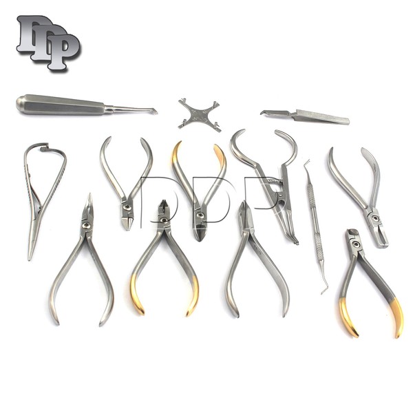 DDP Set of Orthodontic Instruments of 13 Pieces - Stainless Steel - with Boone Gauge