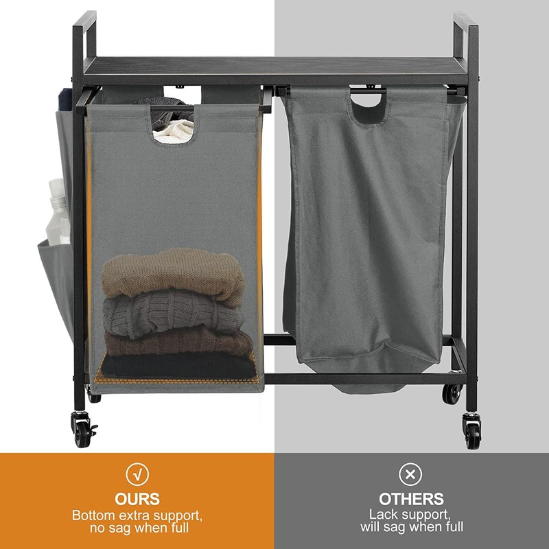 WOWLIVE Double Laundry Hamper with Lid,Rolling Laundry Basket Organizer with