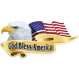 ProSticker 905V (One) American Pride Series God Bless America Bald Eagle Decal Sticker (3" X 6")