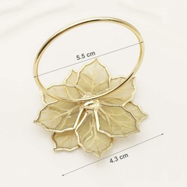 INCETUE Flower Napkin Rings Set of 6, Hollow Out Floral Napkin Holder Adornment Exquisite Household Napkins Rings Set Rhinestone Napkin Rings for Wedding Banquet Christmas Table Setting (Gold)