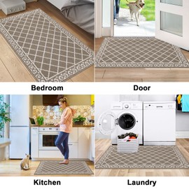 HEBE Indoor Door Mat 32"x48" Non Slip Front Door Welcome Mats Washable Shoe Mats Dirt Trapper for Entryway Low Profile Kitchen Carpet for Entrance Hallways Entrance Mat for Dogs