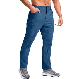 Pudolla Mens Hiking Pants Mens Tactical Pants Quick Dry Outdoor Cargo Pants Men Work Pants for Men Lyons Blue S