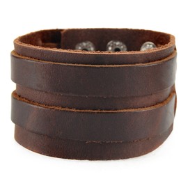 axy LAB1-2 Wide Series Leather Bracelet Real Leather Bracelet Surfer Bracelet Men, Leather, Without Stone