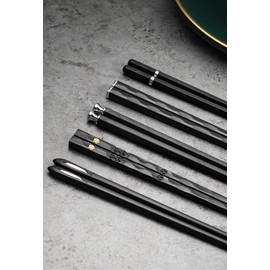 MZSX Chopsticks, Gift Set, High-end Luxurious Professional Design, Super Strong Healthy, Reusable, Japanese Chinese Chop Sticks with Wave Pattern