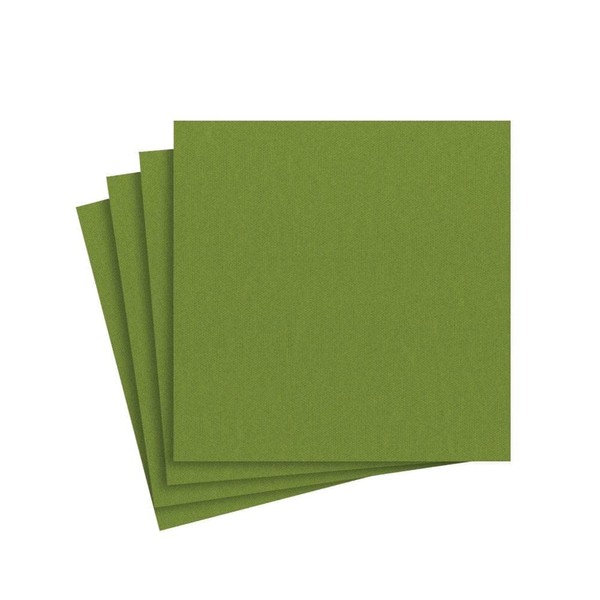 Caspari Paper Linen Solid Cocktail Napkins in Leaf Green - 15 Per Package