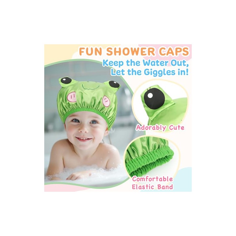 Kilofly kilofly 4pc Waterproof Reusable Bath Hat Kids Fun Cartoon