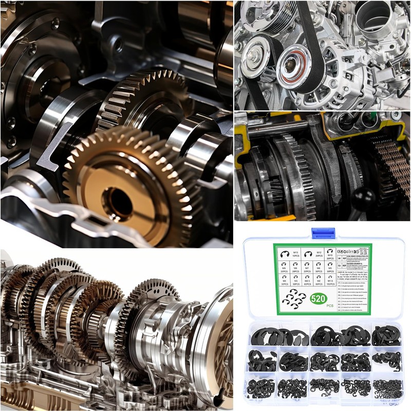 520 Pcs Circlips Assorted, E Clips E-Clips Circlip External Retaining