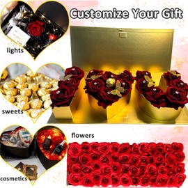 Valentines Day Flower Gift Box I Love You Letter Heart Shaped Fillable Gift Box Empty Cardboard Flower Box Chocolate Strawberry Candy Jewelry Package for Luxury Style Flower Gift Arrangements Birthday