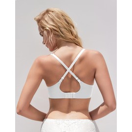 Wingslove Women's Push Up Bra Padded Comfortable Plunge T Shirt Bras Underwire Support Lift Up Add One Cup (White,36C)