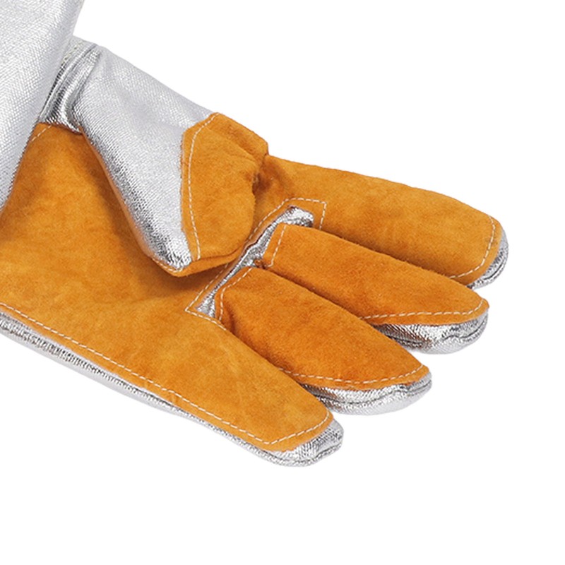 1 Pair Cowhide Welding Gloves Heat Resistant Fireproof Hard Wearing