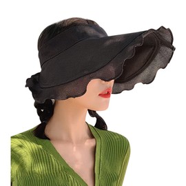haozaikeji Womens Wide Brim Sun Visor Hat Empty Top Sun Hat UPF 50+ Summer Topless Sunhats UV Protection Beach Cap Rollable Jute Cap for Lady Girls Outdoor Sports Holiday Beach Golf Traveling Black