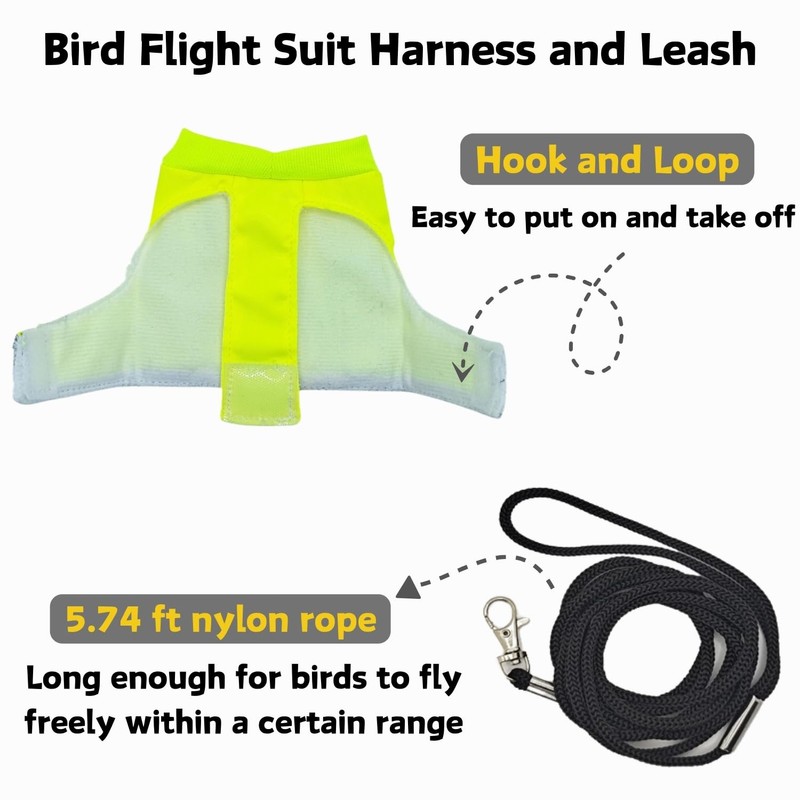 Bird Harness and Leash - Adjustable Parrot Training Flight Harness